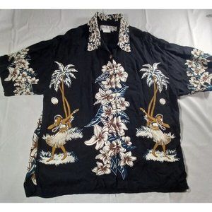Baik Baik Honolulu Hawaiian Retro Shirt Black Size Small Hula Girl